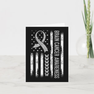 Brain Cancer Awareness American Flag  Card