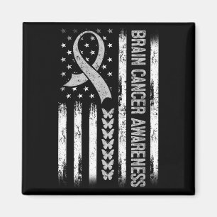 Brain cancer Awareness American Flag Magnet