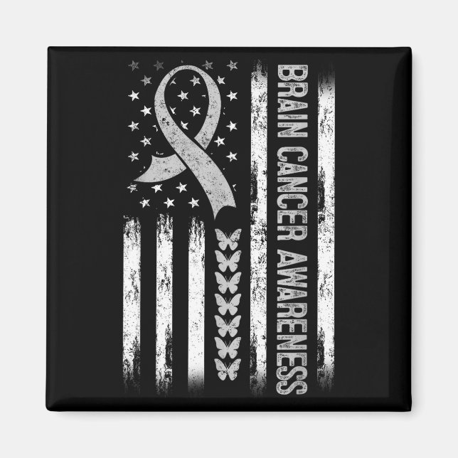 Brain cancer Awareness American Flag Magnet (Front)