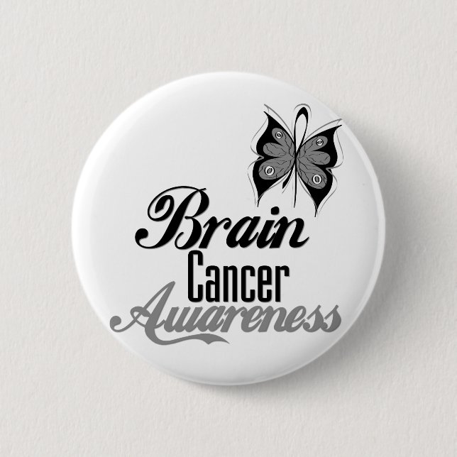 Brain Cancer Awareness Butterfly 6 Cm Round Badge (Front)