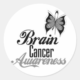 Brain Cancer Awareness Butterfly Classic Round Sticker
