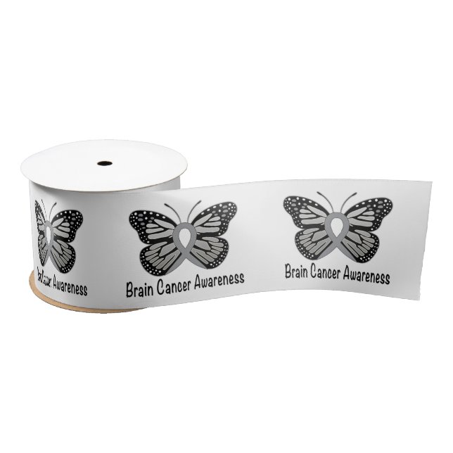 Brain Cancer Awareness Butterfly of Hope 3" Satin Ribbon (Spool)