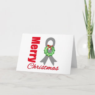 Brain Cancer Awareness Merry Christmas Ribbon Holiday Card