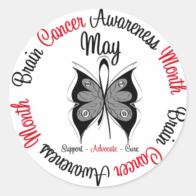 Brain Cancer Awareness Month Circular Classic Round Sticker (Front)