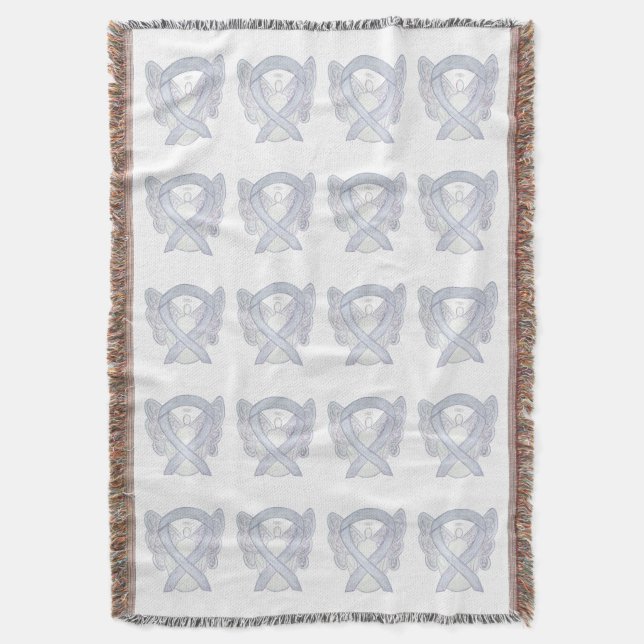 Brain Cancer Awareness Ribbon Throw Blankets (Front Vertical)