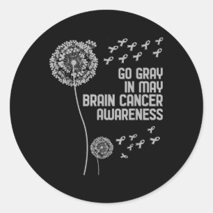Brain Cancer Awareness Shirt Wear Grey Fight Brain Classic Round Sticker