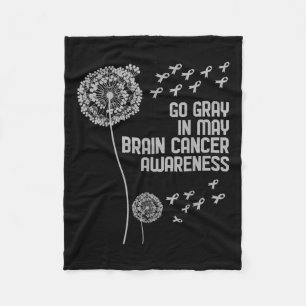 Brain Cancer Awareness Shirt Wear Grey Fight Brain Fleece Blanket