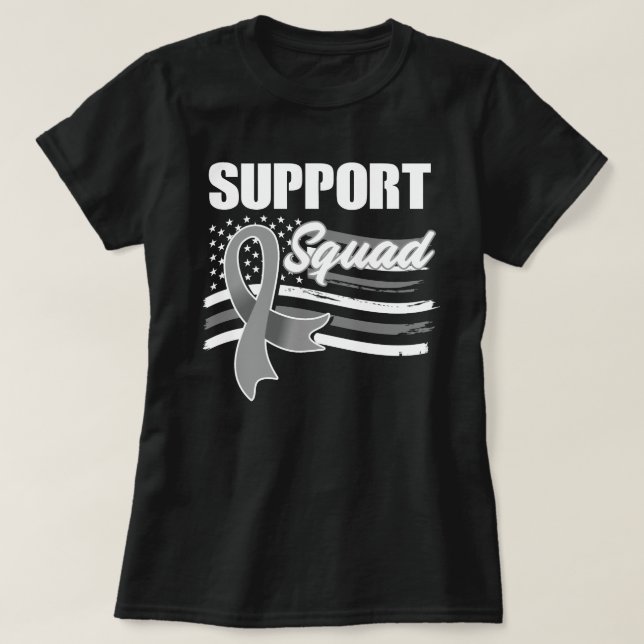 Brain Cancer Awareness Support Squad American Flag T-Shirt (Design Front)