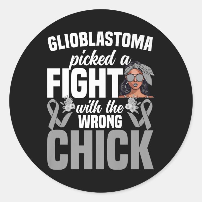 Brain Cancer Awareness Women Girls Tumour Glioblas Classic Round Sticker (Front)