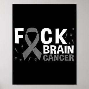 Brain Cancer Brain Tumour Grey Ribbon Poster