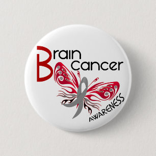 Brain Cancer BUTTERFLY 3 6 Cm Round Badge