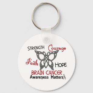Brain Cancer Celtic Butterfly 3 Key Ring