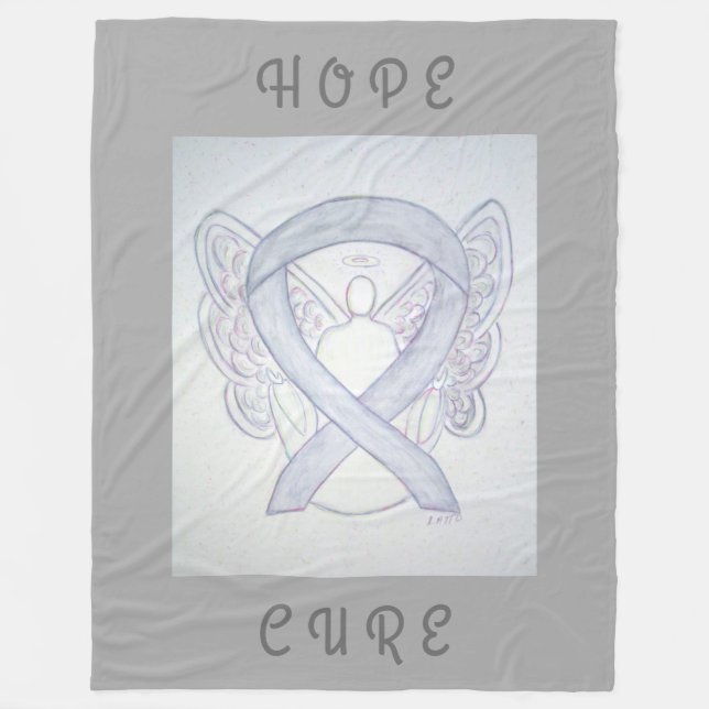 Brain Cancer Grey Awareness Ribbon Angel Blanket (Front)