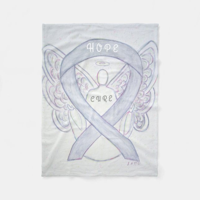 Brain Cancer Grey Awareness Ribbon Angel Blankets (Front)