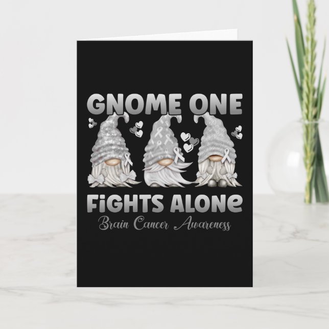 Brain Cancer Grey Ribbon Gnome Card (Front)