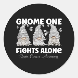 Brain Cancer Grey Ribbon Gnome Classic Round Sticker