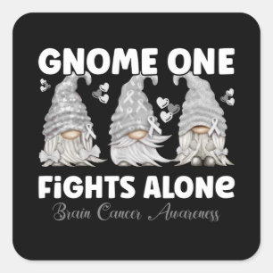 Brain Cancer Grey Ribbon Gnome Square Sticker