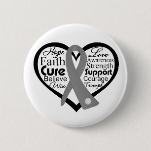 Brain Cancer Heart Ribbon Collage 6 Cm Round Badge