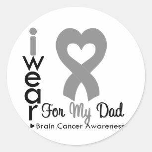 Brain Cancer Heart Ribbon For My Dad Classic Round Sticker