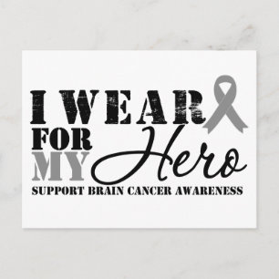 Brain Cancer Hero Grey Ribbon Postcard