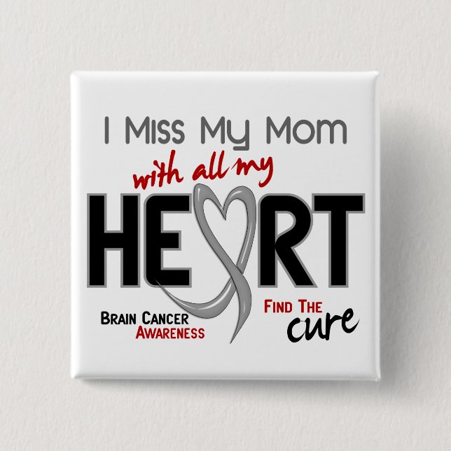 Brain Cancer I MISS MY MOM 15 Cm Square Badge (Front)