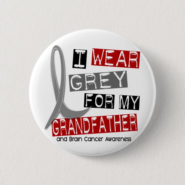 BRAIN CANCER I Wear Grey For My Grandfather 37 6 Cm Round Badge (Front)