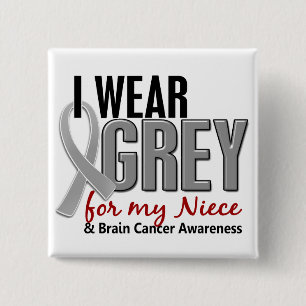 BRAIN CANCER I Wear Grey For My Niece 10 15 Cm Square Badge