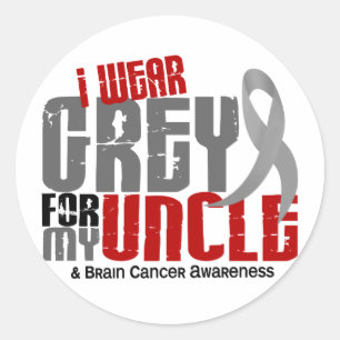 Brain Cancer I Wear Grey For My Uncle 6.2 Classic Round Sticker