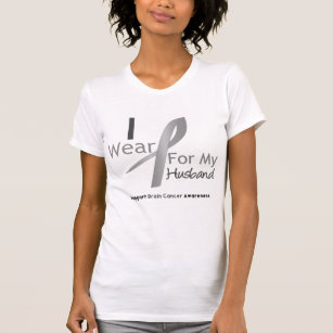Brain Cancer I Wear Grey Ribbon For My Husband T-Shirt