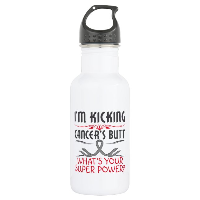 Brain Cancer Kicking Cancer Butt Super Power 532 Ml Water Bottle (Front)