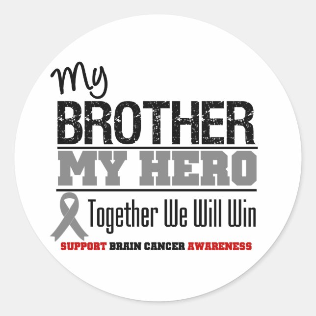 Brain Cancer My Brother My Hero Classic Round Sticker (Front)