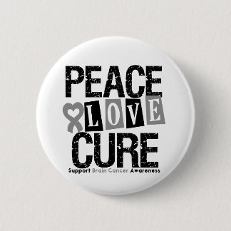 Brain Cancer Peace Love Cure 6 Cm Round Badge