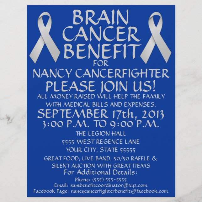Brain Cancer Ribbon Benefit Flyer (Front)
