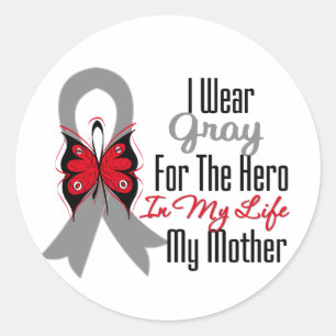 Brain Cancer Ribbon Hero My Mother Classic Round Sticker