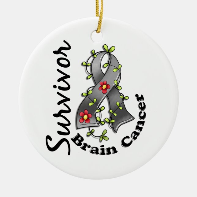 Brain Cancer Survivor 15 Ceramic Tree Decoration (Front)