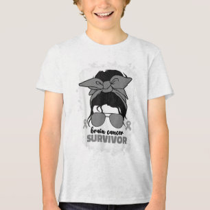 Brain Cancer Survivor For Women Grey Brain Cancer  Tri-Blend Shirt