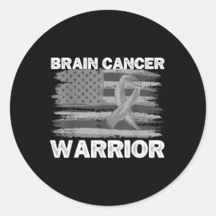 Brain Cancer Warrior Dad Men Usa Flag Brain Cancer Classic Round Sticker
