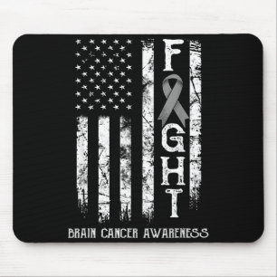 Brain Cancer Warrior Us Flag Awareness Support Mouse Mat