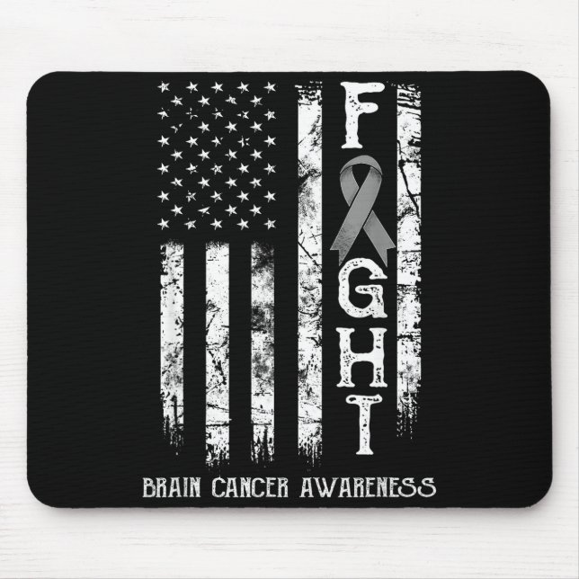 Brain Cancer Warrior Us Flag Awareness Support Mouse Mat (Front)