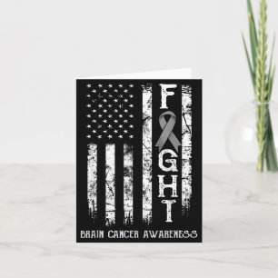 Brain Cancer Warrior US Flag Card