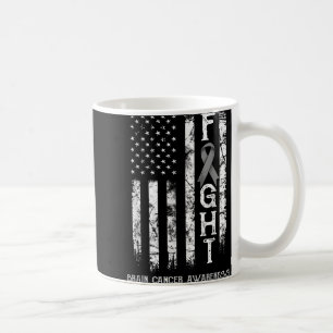 Brain Cancer Warrior Us Flag  Coffee Mug