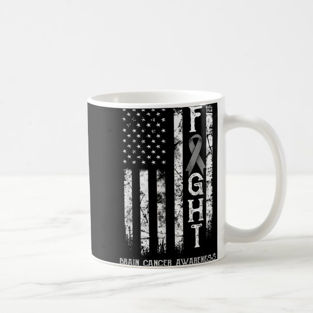 Brain Cancer Warrior Us Flag  Coffee Mug (Right)