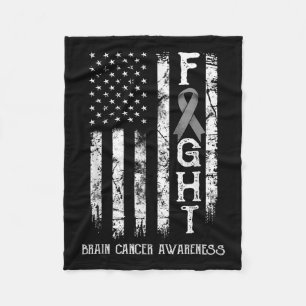 Brain Cancer Warrior Us Flag Fleece Blanket