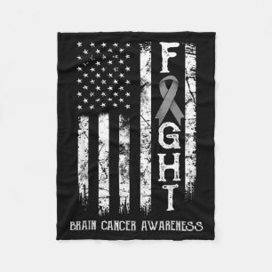 Brain Cancer Warrior US Flag Fleece Blanket