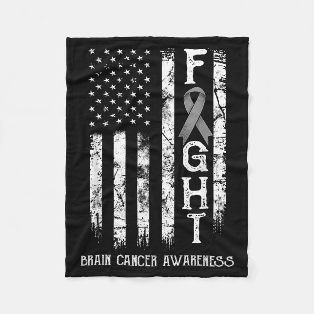 Brain Cancer Warrior US Flag Fleece Blanket (Front)