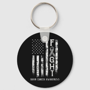Brain Cancer Warrior Us Flag Key Ring
