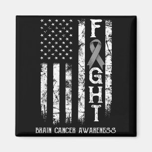 Brain Cancer Warrior US Flag Magnet