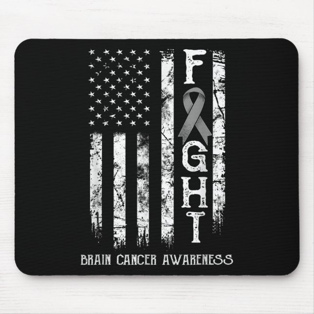 Brain Cancer Warrior Us Flag  Mouse Mat (Front)