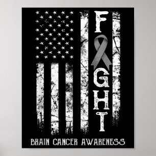 Brain Cancer Warrior Us Flag  Poster