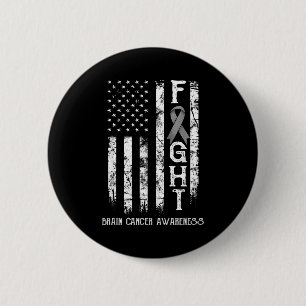 Brain Cancer Warrior Us Flag Survivor Design 6 Cm Round Badge
